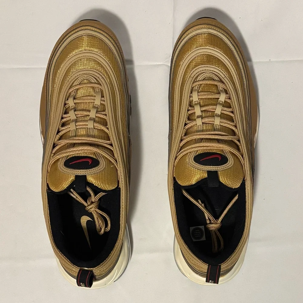 Nike Air Max 97 OG Gold Bullet Varsity Red DM0028-700 Men’s Size 14